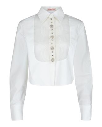Valentino Crystal Embellished Tuxedo Bib Top