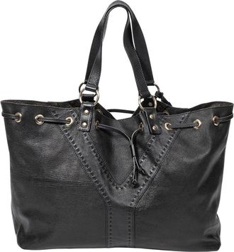 Saint Laurent Black & Bronze Goatskin Leather Reversible Double Sac Y Tote (Authentic Pre-Loved)