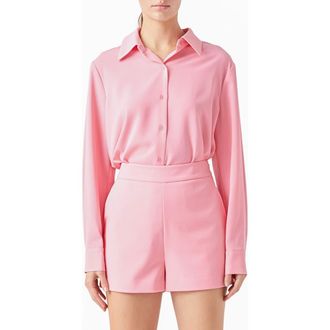 endless rose Solid Button-Up Shirt in Light Pink at Nordstrom Rack, Size X-Small