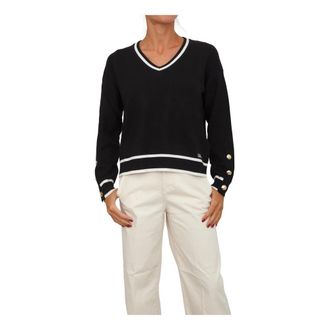 Liu Jo Maglieria Nero - Dames - V-hals truien - Zwart - XS - Truien & Vesten