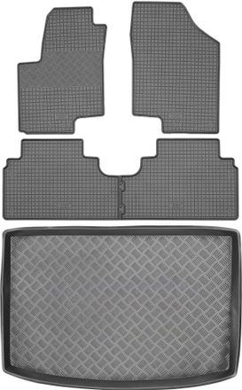 OEM Juego De Alfombrillas De Goma Para Coche Y Alfombrilla Para Maletero Para Hyundai Ix20 Minivan (2010-2018)