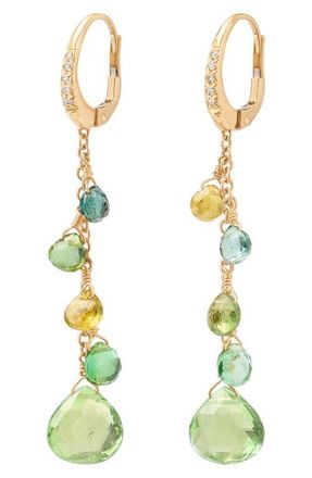 Marco Bicego Paradise Tourmaline Drop Earrings in Green/18K Yellow Gold at Nordstrom