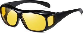 SHEEN KELLY (Box Gift Polarized Night Vision Drving Goggles Fit Over Prescription Glasses Wrap Arounds Sunglasses Yellow Lens