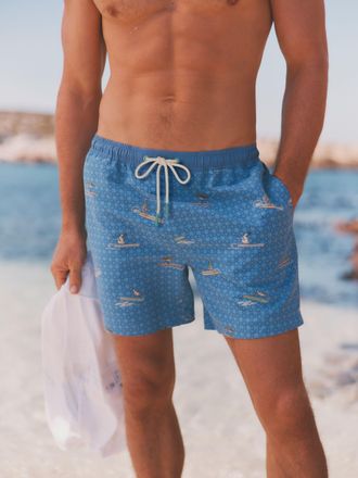 Fat Face FatFace Mid Blue Surfing Birds Swim Short
