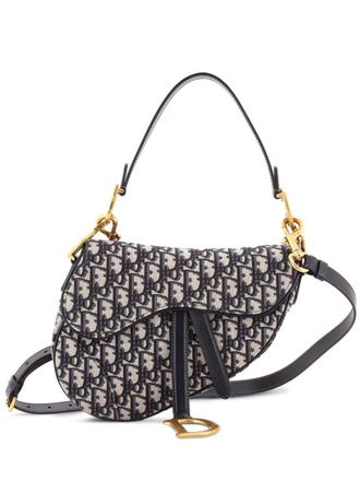Dior Saddle Handbag with Strap Oblique Canvas Medium shoulder bag - Blue