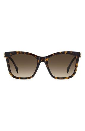 Carolina Herrera Her 55mm Gradient Rectangular Sunglasses in Havana/Brown Sf at Nordstrom