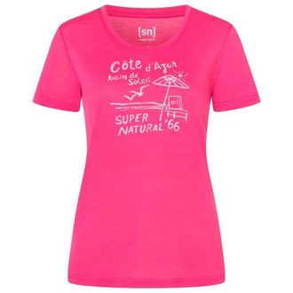 super.natural Cote DAzur Tee Merinoshirt f&uuml;r Damen | rosa/wei&szlig;