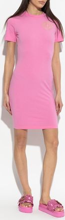 Versace Jeans Couture Dress With Printed Logo, Womens, Pink