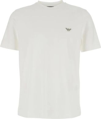 Emporio Armani T-shirt girocollo con logo ricamato - Bianco