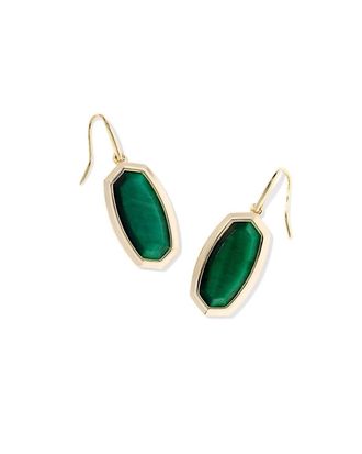 Kendra Scott Womens Dani Bezel Drop Earrings In Gold / Green Tigers Eye