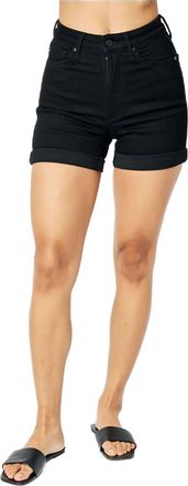 Judy Blue Tummy Control Cuffed Shorts In Black