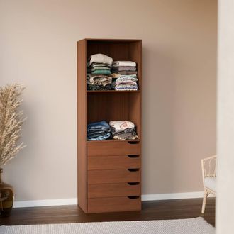 Sweeek Modular Open Wardrobe Drawer & Shelf Unit in Walnut