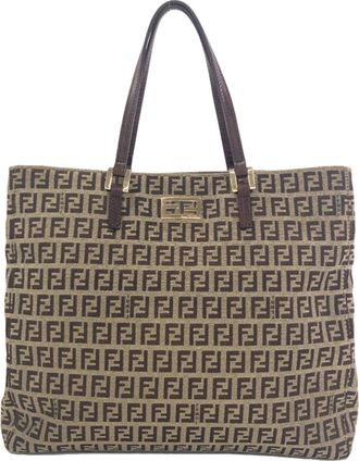 Fendi Zucchino Brown Canvas Tote Bag (Pre-Owned)