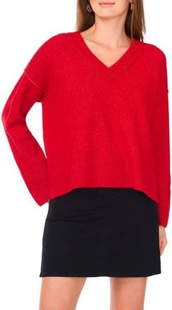 Vince Camuto High-Low V-Neck Sweater in Luminous Red at Nordstrom Rack, Size Large