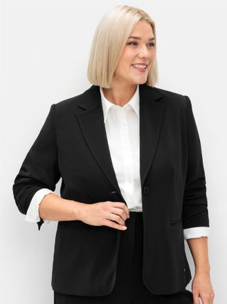 Sheego Kurzblazer SHEEGO Blazer, Damen, Gr. 40, schwarz, 100% Polyester, Blazer Kurzblazer