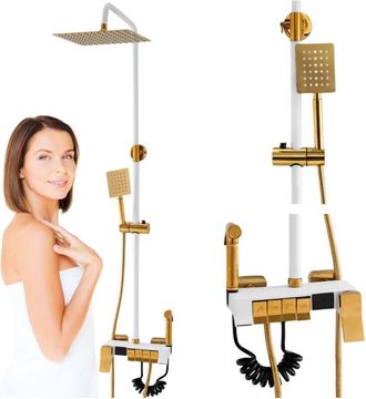 Desconocido Clara S-1195wg Conjunto De Ducha De Superficie Blanco/dorado