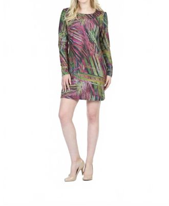 Papillon Abstract Print Long Sleeve Sweater Dress In Pink