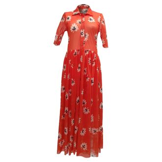 Ganni Ganni Tilden Mesh Dress in Red Polyamide
