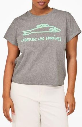 Clare Vivier Lib&eacute;rez Les Sardines Cotton Graphic T-Shirt in Grey Melange at Nordstrom Rack, Size X-Small