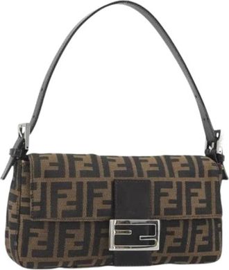 Fendi Pre-owned Zucca Canvas Shoulder Bag - Dames - Vintage Schoudertas - Bruin - ONE Size - Leer - Vintage