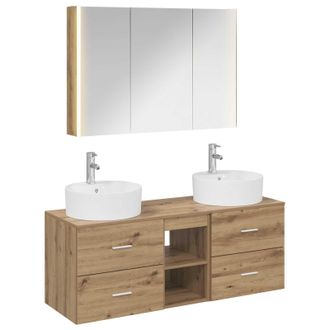 vidaXL Juego De Muebles De Ba&ntilde;o 4 Pcs Roble Artesanal Vidaxl