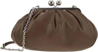 Max Mara Tassen, Dames, Bruin, ONE Size, Leer, Clutch 2625516124600.009