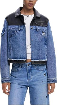 Desigual Blauwe Button-Up Blazer - Dames - Spijkerjassen - Blauw - L - Katoen - Jassen