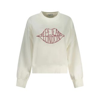 Pepe Jeans London Bianco Katoenen Sweatshirt - Dames - Sweatshirts - Wit - XS - Katoen - Hoodies & sweatvesten