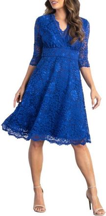 Kiyonna Mademoiselle A-Line Lace Cocktail Dress in Sapphire at Nordstrom, Size X-Large