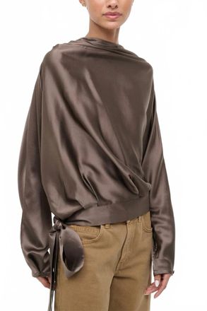 Staud Phoebe Silk Top In Truffle