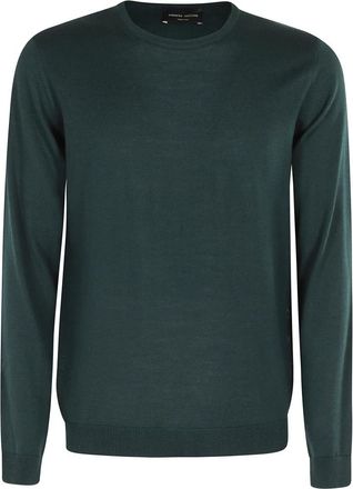 Roberto Collina Flesgroene Crew Neck Sweater - Heren - Ronde hals truien - Groen - L - Wol - Truien & Vesten