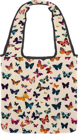 Generic Small Mini Butterflies Reversible Canvas Shoulder Tote - Double-Sided Print, 12oz Cotton, 27cm Drop, Fold-Flat Bag for Travel, Shopping, Street Outing
