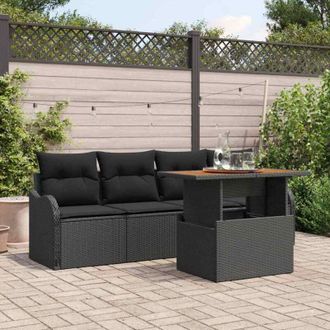 vidaXL Vidaxl - Conjunto De Sof&aacute; De Jard&iacute;n Manual 5 Pcs Negro 100 X 55 X 73 Cm
