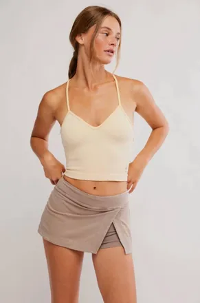 Free People Perfectly Pleated Plunge Top In Sunlit Yellow
