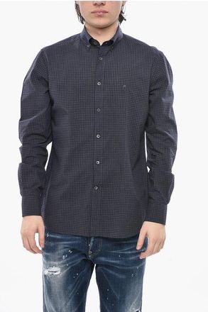 Corneliani ID Checked Shirt with Button-Down Collar size 40