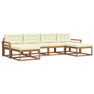 vidaXL Conjunto De Sof&aacute;s De Exterior Con Coj&iacute;n 6 Pcs Natural Y Crema Vidaxl