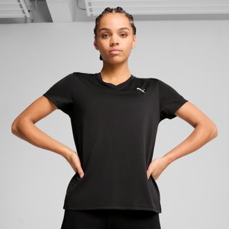 Puma Trainingsshirt PUMA W TAD ESSENTIAL VNECK TEE, Damen, Gr. XL, schwarz (puma schwarz), Jersey, Obermaterial: 100% Polyester, regular fit normal, V-Auss