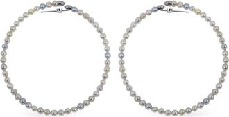 Baggins Orecchini a cerchio in oro bianco 14 carati con perle Akoya