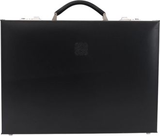 Loewe Anagram Business Leather Black Leather Briefcase Bag (Pre-Owned)
