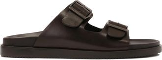 Kazar Bruin leren teenslippers - Heren - Sandalen - Bruin - 45 EU - Leer - Schoenen