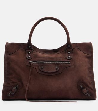 Balenciaga Le City Medium suede tote bag