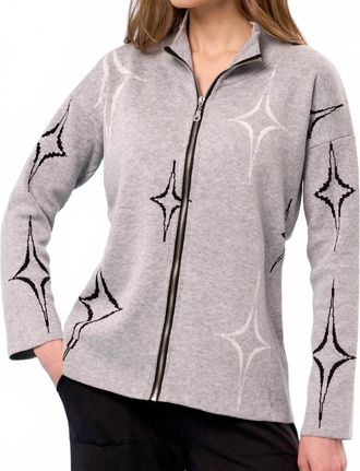 French Kyss Diamond Zip Up Jacket In Slate/multi