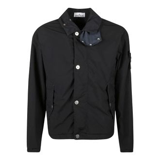 Stone Island Light Jackets, male, Black, M, Light Compact Touch Poly-TC Coach Jacket