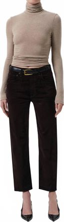 Citizens Of Humanity Delfina Velvet High-Rise Straight Leg Pants In Espresso
