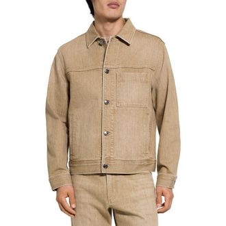 Theory Tinted Denim Trucker Jacket in Washed Brown at Nordstrom, Size X-Large