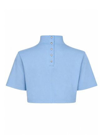 Alaia Womens Cropped T-Shirt Light Blue Cotton T-Shirts & Jerseys