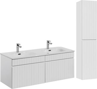 Petits Meubles Conjunto mueble doble lavabo tableros laminados blanco