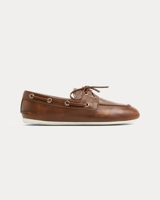Fortela Sperry Slimboat Distress Leather Boat Shoe in Camel at Nordstrom, Size 7.5