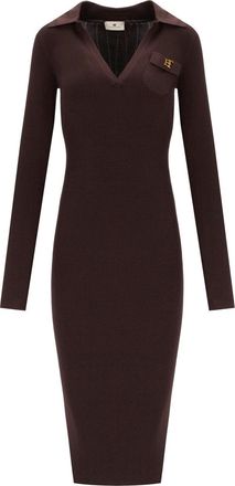 Elisabetta Franchi ABITO MIDI IN MAGLIA MARRONE ELISABETTA FRANCHI