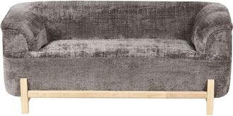 Beliani Sof&aacute; De 2 Plazas Tapizado De Chenilla Patas De Madera Sala De Estar Estilo Moderno Marr&oacute;n Alnor